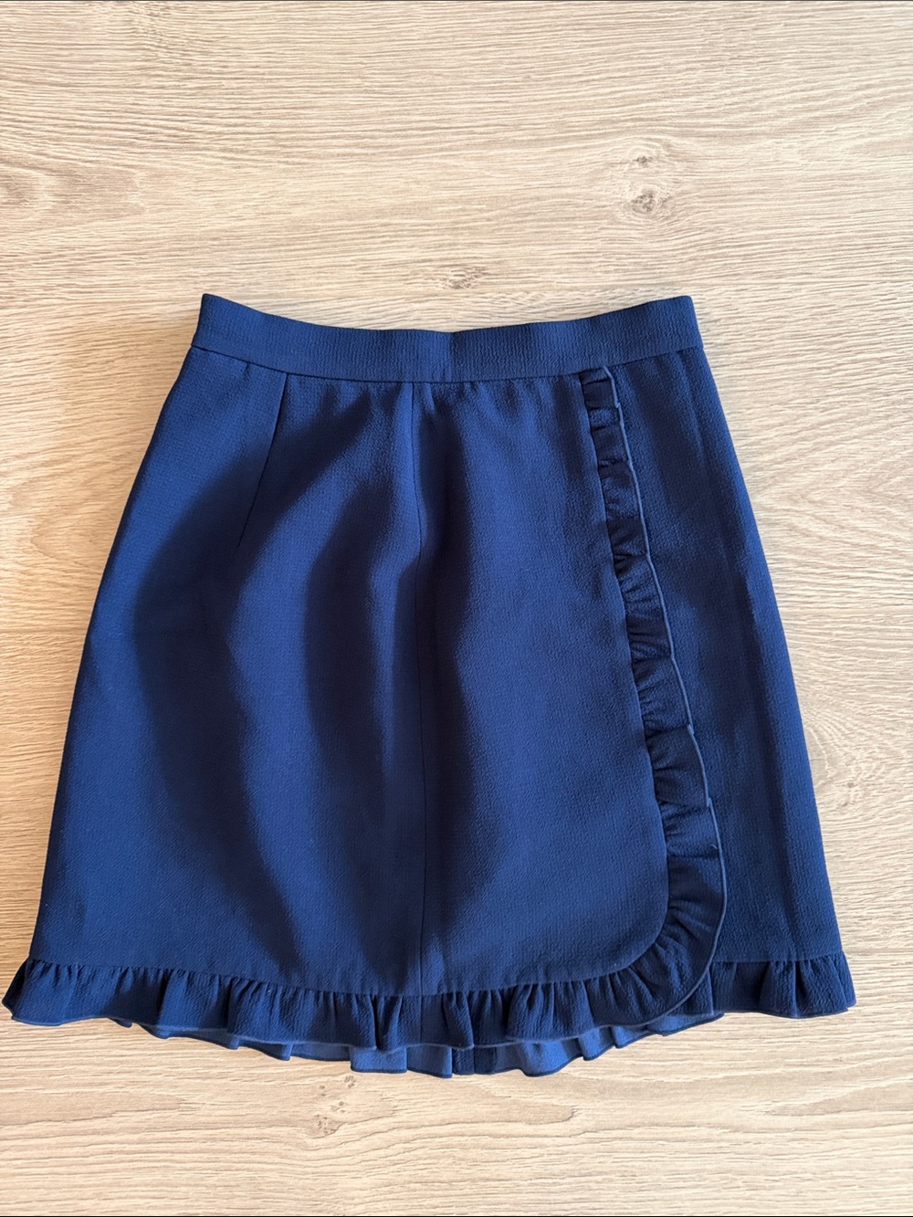 Club Monaco Navy Ruffle-Trim A-Line Skirt